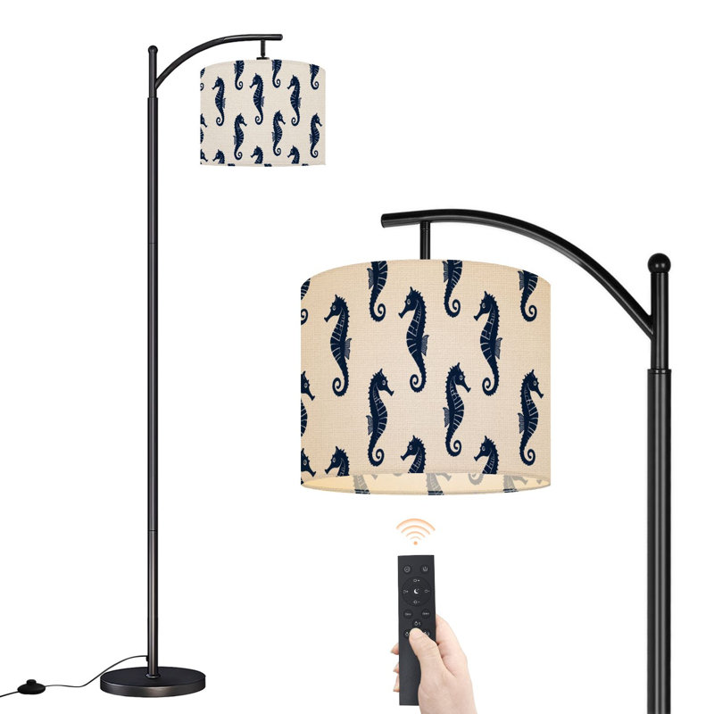 Lampe sur pied à arc avec abat-jour réglable Coastal Nautical Marine Seahorse Beach Lampadaire