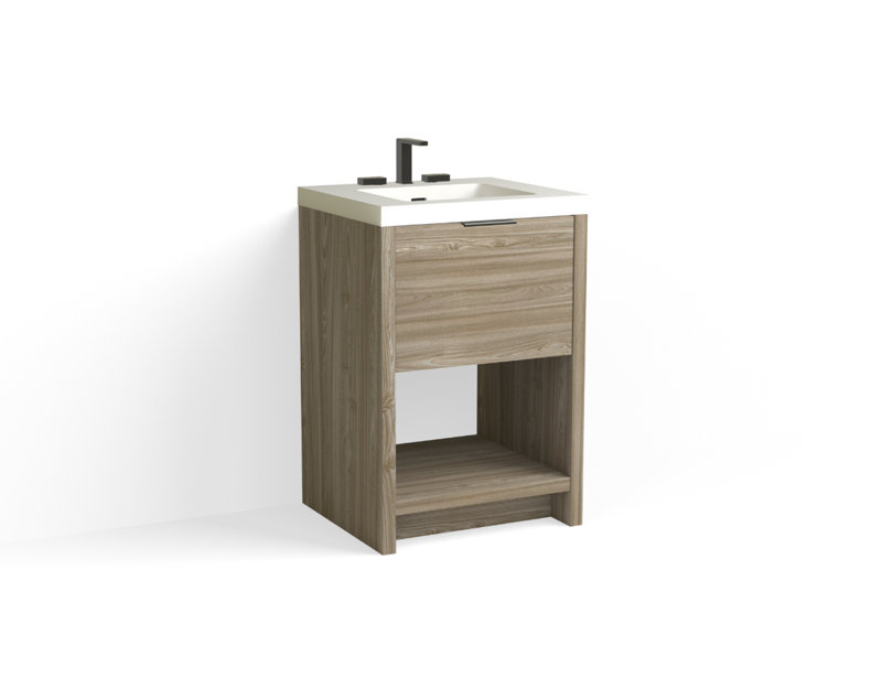 Vista 24" W Freestanding Single Bathroom Vanity, White Matte, Nimbus/Matte Black, 8" Widespread