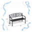 Banc d'extérieur deux places avec structure en acier et dossier floral décoratif noir