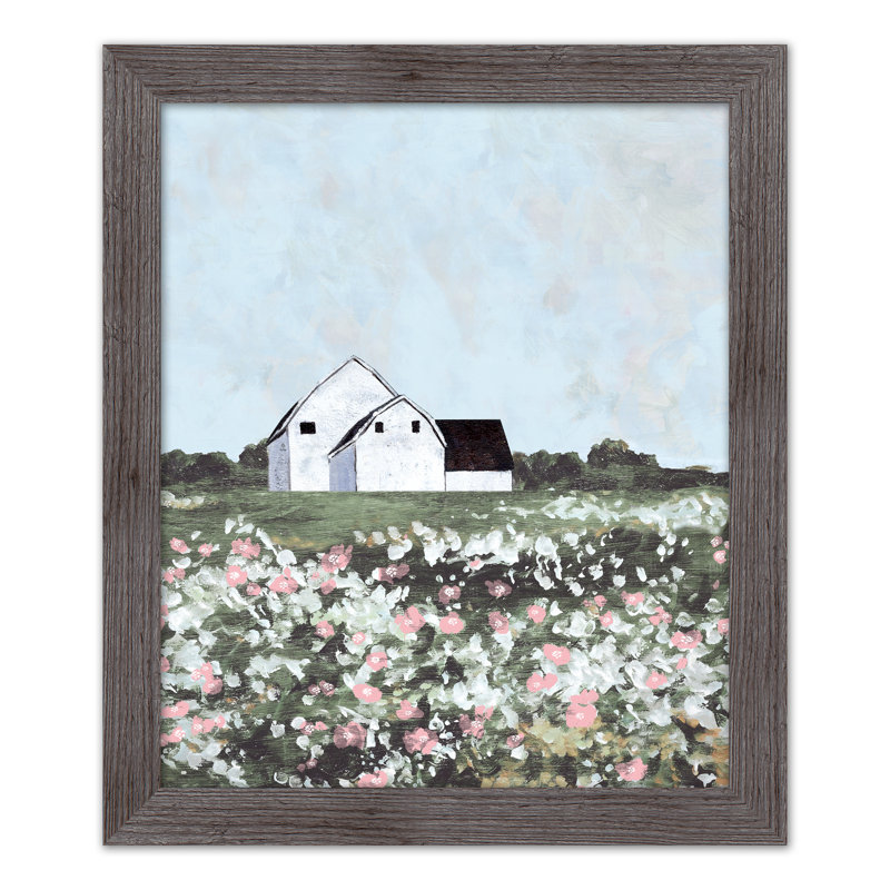 Barn Field - Peinture sur toile encadrée, Gris