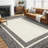 9 x 12 ft Taupe Rectangular Area Rug Indoor Modern Soft Non Slip Geometric Bordered Washable-241683522