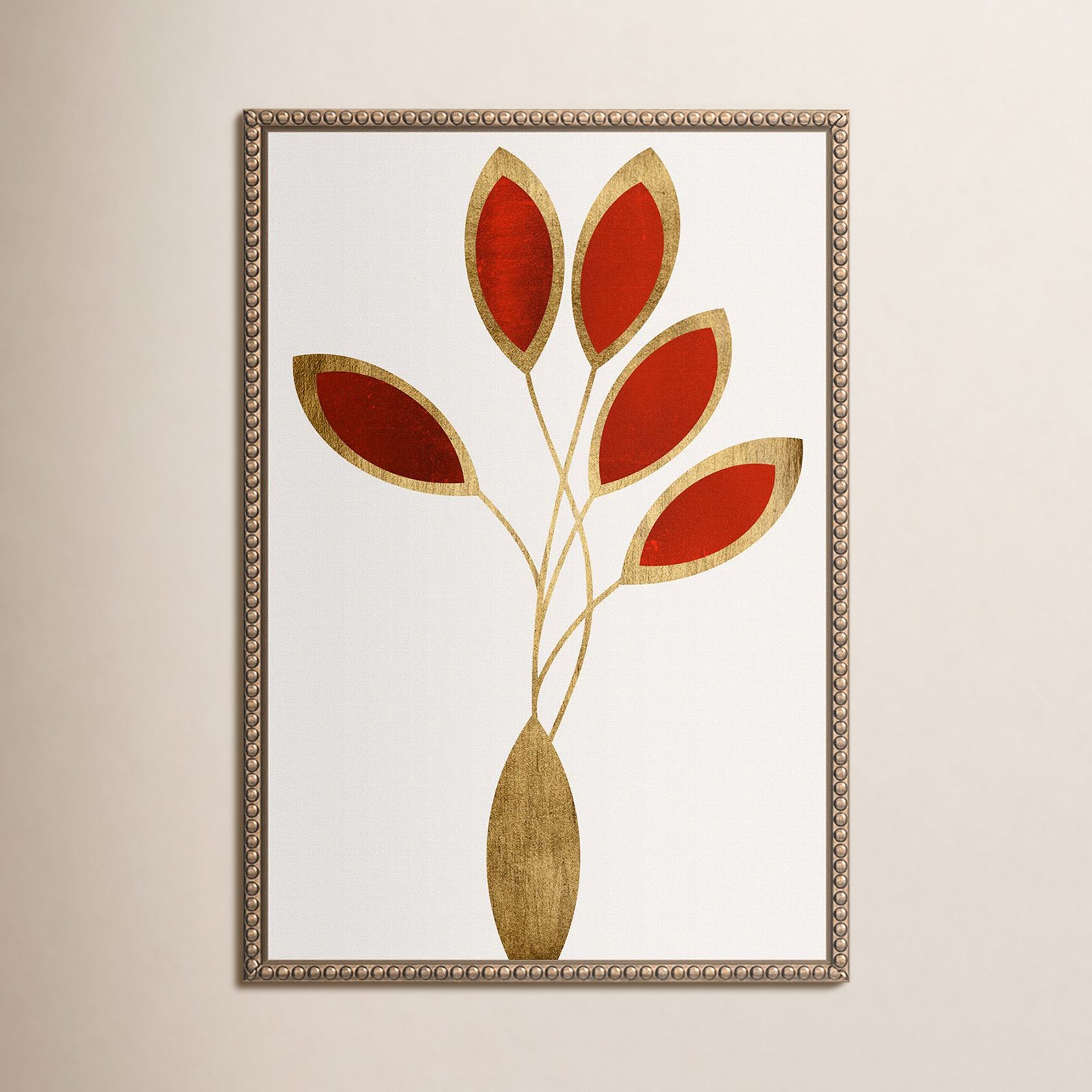 Five Red Flowers by Kubistika, 16" W x 23" H