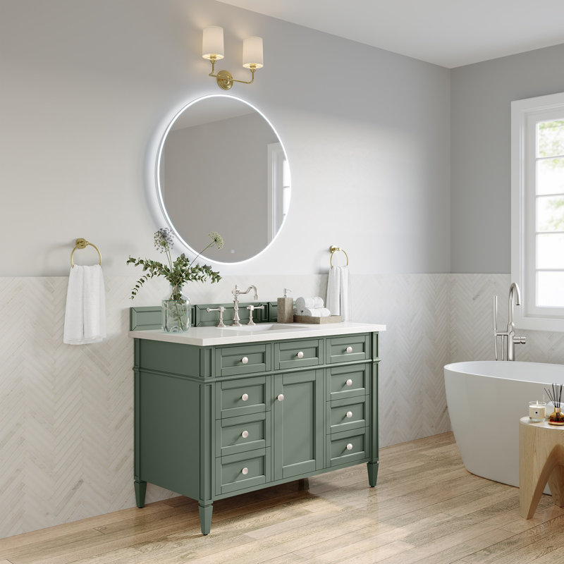Brittany 48'' W Single Vanity, White Zeus, Smokey Celadon, 8" Widespread