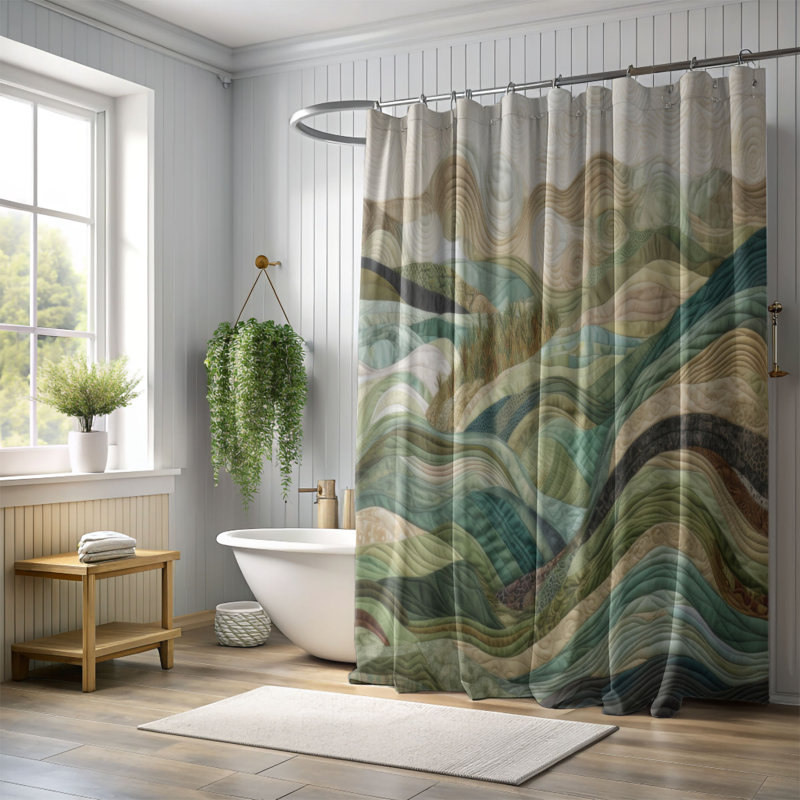 Rideau de douche, H 74 po x l 71 po, Fumi Abstract