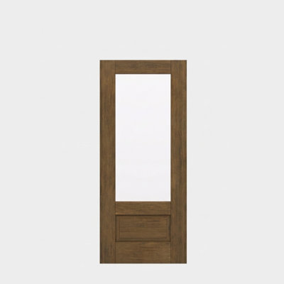 80" Slab Mahogany Exterior Door, 3/4 Lite, 1 Panel, Unfinished