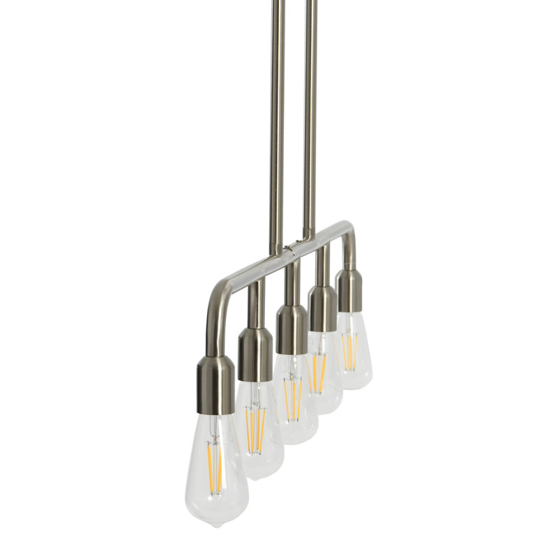 Conar 5 - Light Kitchen Island Linear Chandelier, Silver
