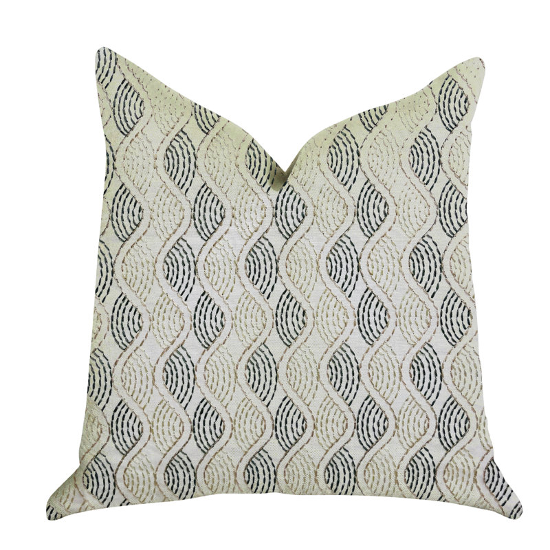 Oreiller de luxe Enigma Twist, 26 po x 26 po, Bleu / beige, Oreiller européen
