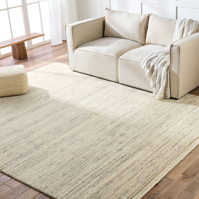 Tapis crème / bleu clair fait à la main Janaiyah (10 pi x 14 pi), Rectangle 8 pi x 10 pi