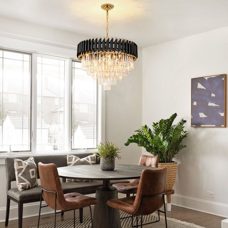 Anjelyn Chandelier, 8, Black/Gold, 40cm H x 60cm W x 60cm D