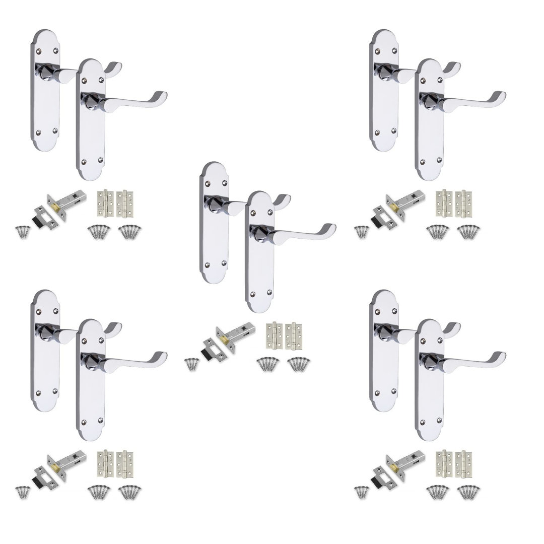 Golden Grace 5 Sets Victorian Epsom Design Scroll Door Handle