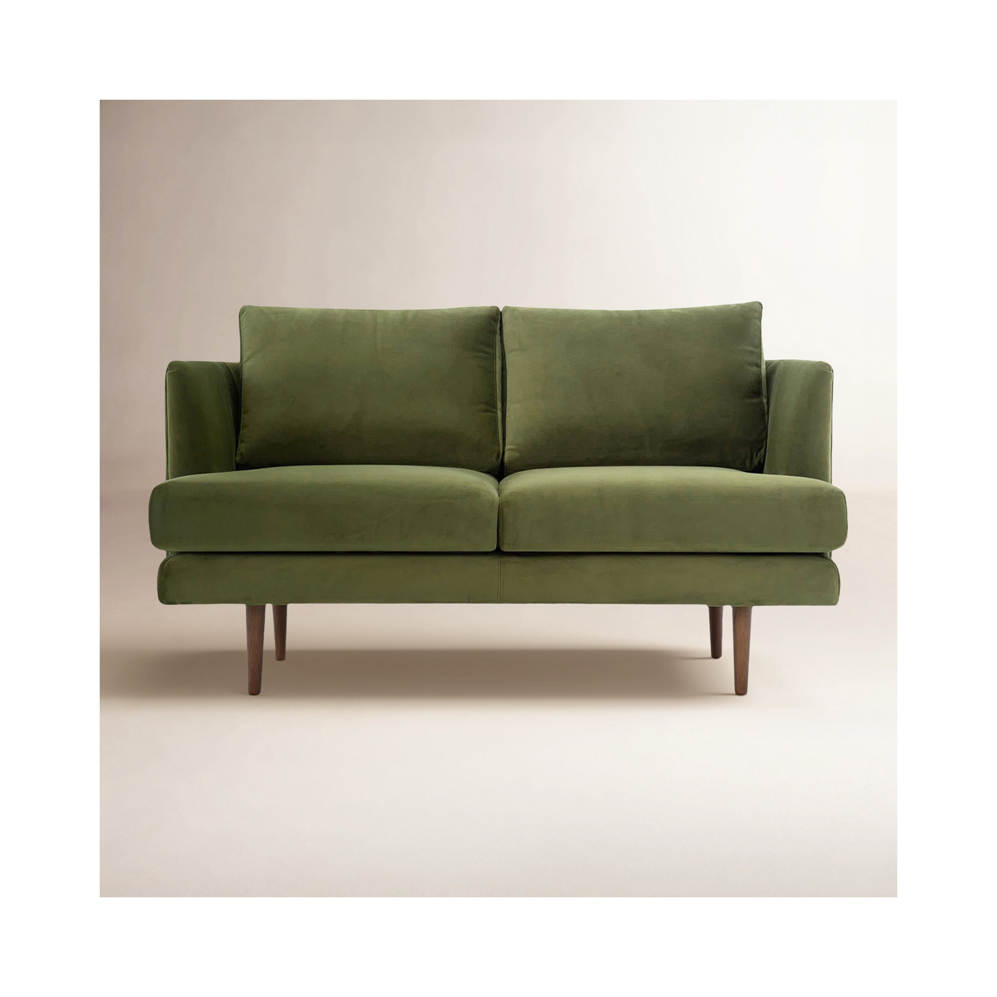 Miller 56" Upholstered Loveseat, Olive Green Velvet