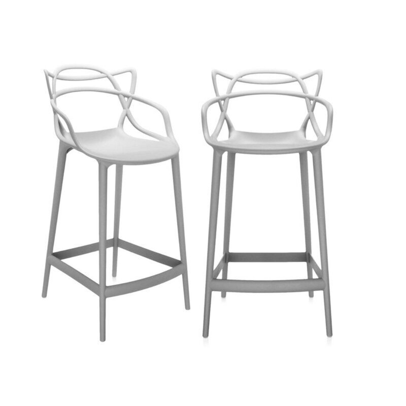 Tabouret Imtiyaaz, Blanc, Tabouret de comptoir 25 po