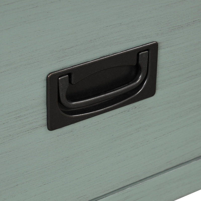 Console de 36 po en bois de pin style ferme - Canapé d'entrée bleu rétro avec 4 tiroirs et tablette de rangement pour le salon, la chambre à coucher et le couloir
