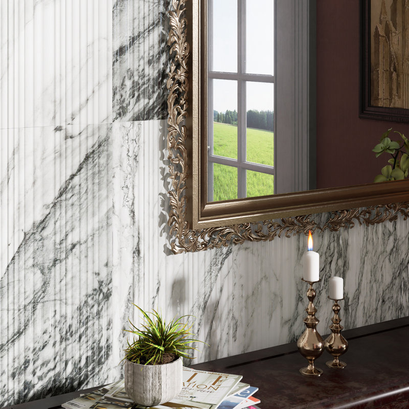 Touche Pleated Deco 11-3/4 In. X 23-1/2 In. Porcelain Floor And Wall Tile