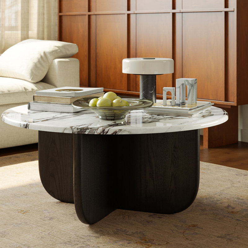 Table basse en bois massif de luxe Light Rock, H 13,77 po x L 39,37 po x l 39,37 po