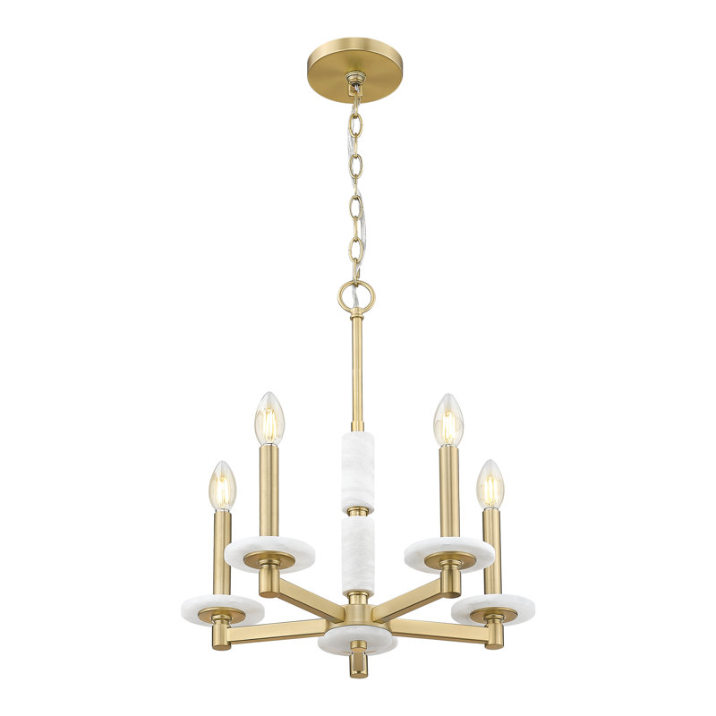 Lustre moderne Kaden, Doré, H 20,5 po x l 18 po x P 18 po, 5 lumières