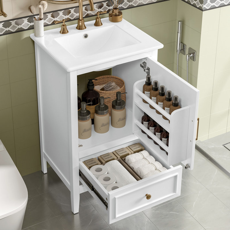 Meuble-lavabo avec lavabo, meuble-lavabo avec tablette et tiroir, meuble-lavabo pour l'organisation