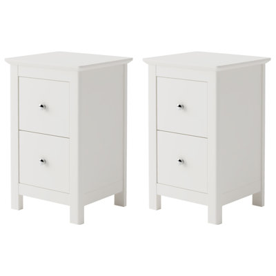 Nairn 2-Drawer White Bedside Cabinet, Stylish Table with Storage