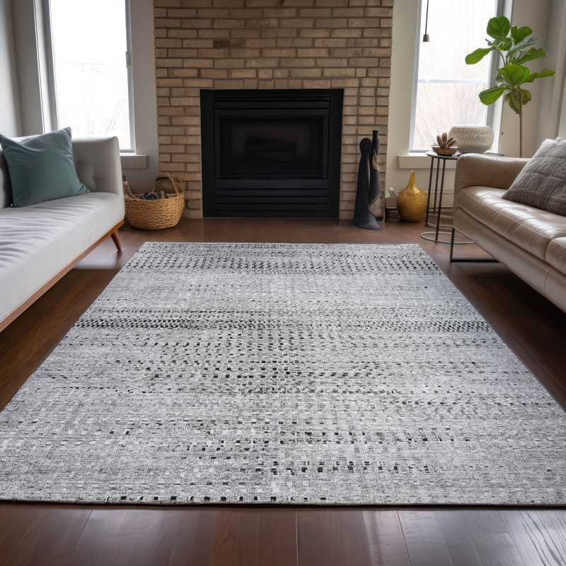 Machine Washable Indoor/Outdoor Orlando ACN2137 Striped Rug, Rectangle 10' x 14'