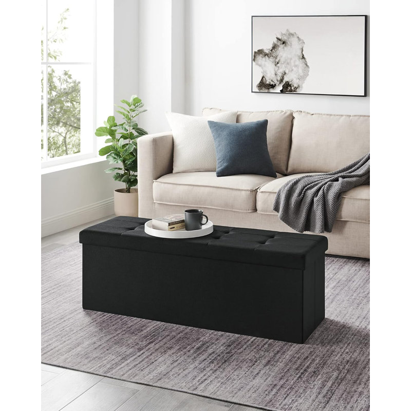 Rosica Upholstered Storage Bench, Light Black