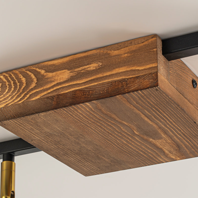  Ensemble d'éclairage sur rail 6 lumières encastrées carrées 6 lumières 33,1 pouces, Black, Gold