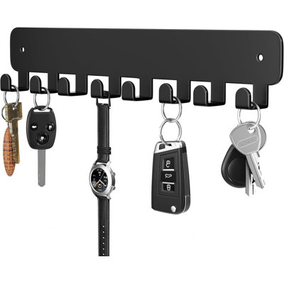 Key Holder Wall Mount, Adhesive Key Rack with 8 Hooks Hanger