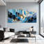 «Abstract Abstract Mountain Landscape with Gold Accents», ensemble de 3 impressions sur toile-1046866339