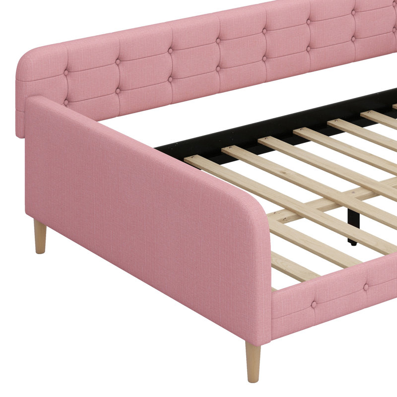 Upholstered Daybed With 4 Support Legs, Rubine