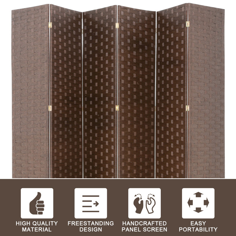 Paravent pliable cloison de séparation en bois 6 pi, Brun, 6
