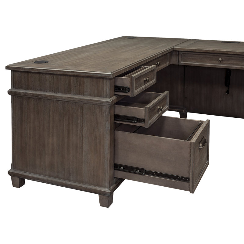 Larissa L-Shaped Solid Wood Executive Desk
