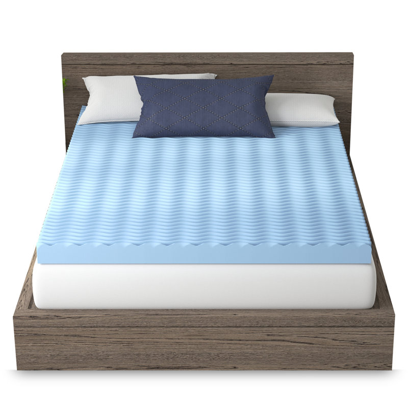 Vibe 4” Wave Convoluted Gel Memory Foam Mattress T 4 in. Memory Foam Mattress Topper, Queen