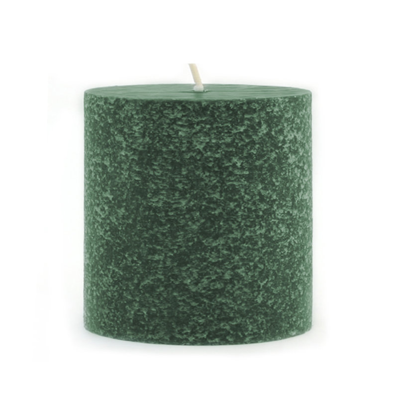 Timberline Unscented Pillar Candle, 3" H x 3" W x 3" D, Dark Green