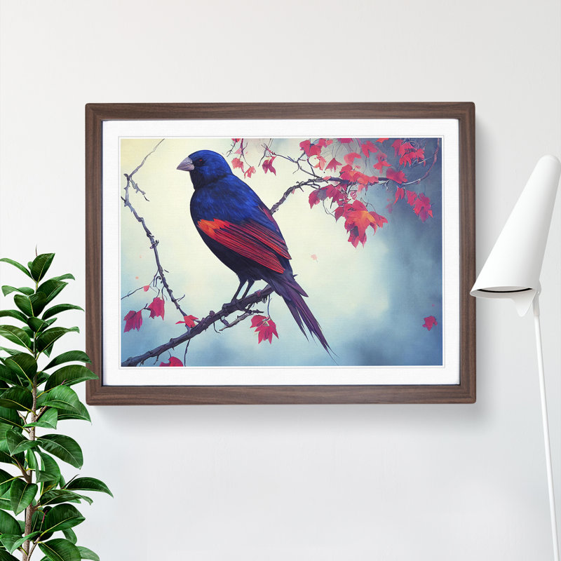 Incomparable Bird - Single Picture Frame Print, 46cm H x 64cm W x 2cm D, Walnut