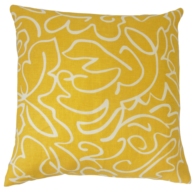 Coussin en coton ailill, Jaune, H 20 po x l 20 po