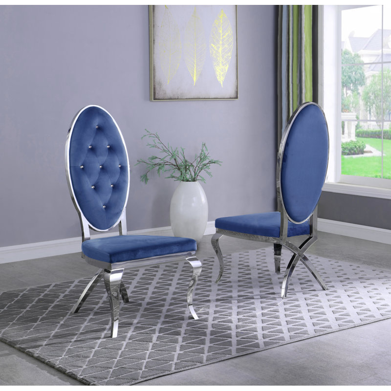 Chaises d'appoint rembourrées Edgardo, Bleu marine