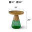 Table d'appoint ronde Aeryn de 19 po avec plateau en titane doré mat et base en verre vert-1651586354-1651586355-1651586356