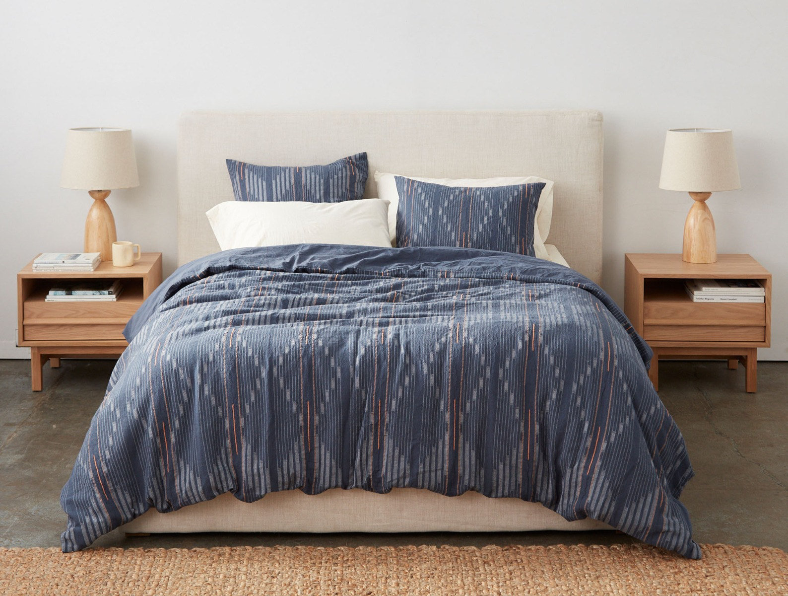 Morelia Organic Cotton Duvet Cover Set, King/Cal King Duvet Cover, Moonlight Blue