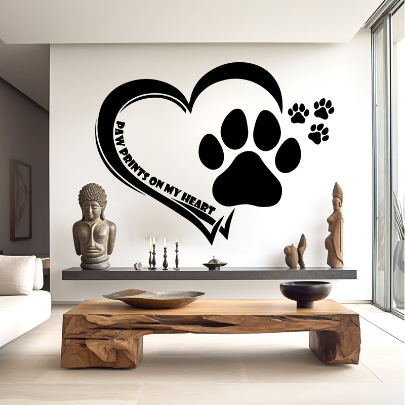 Heart Paws Dog, décorations murales pour chien, art mural chien, Rouge, H 29 po x l 22 po