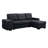 Lucas 97" Dark Grey Linen Sleeper Sectional Sofa With Reversible Storage Chaise
