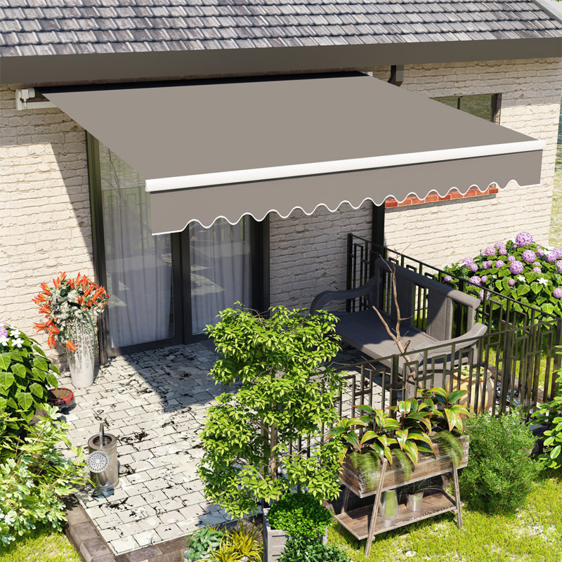 Dakota Fields Fabric Cover Retractable Patio Awning, 200cm W x 150cm D, Grey