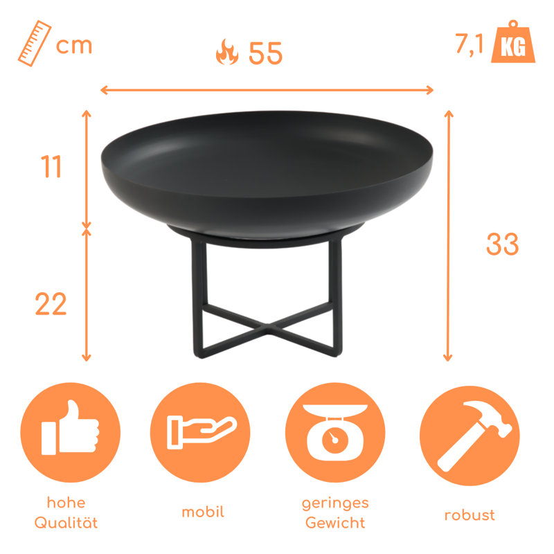 Maui Round Steel Smokeless Fire Pit, Black