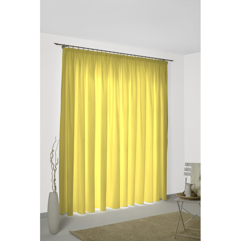 Kyrstan Pencil Pleat Room Darkening Thermal Single Curtain, 145cm Width x 132cm Drop, Yellow