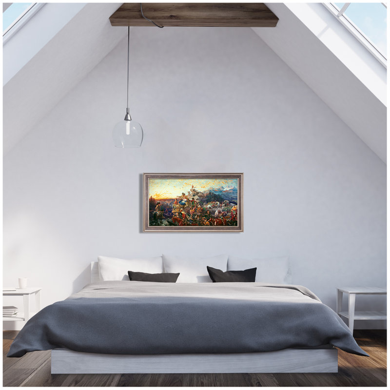 Westward the Course of Empire Takes Its Way The World, reproduction d'art classique, estampe numérique encadrée pour HomeDecor, image, cadre champagne avec texture