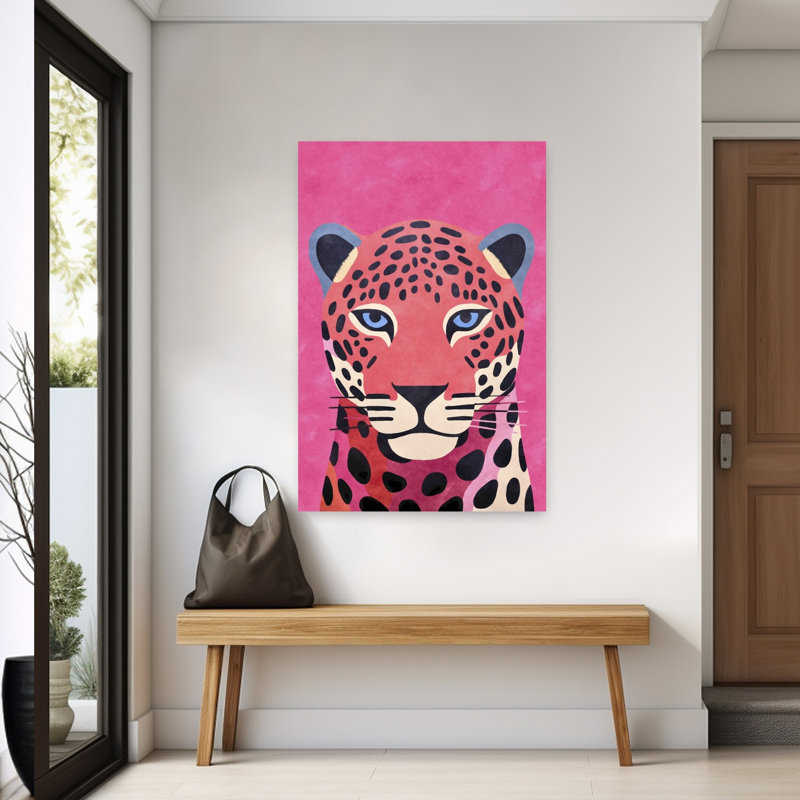 Vibrant Pink Leopard Contemporary Wall Art Print, 152.4cm H x 101.6cm W