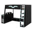 Lit mezzanine en bois peu encombrant avec bureau, tablettes de rangement et lumière DEL RVB-1156509428