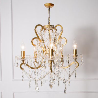 Lustre classique de style bougie 5/6/8 lumières Valmira en or brossé antique