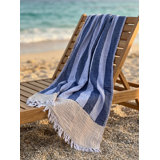 Breezy Bold Stripe Navy Turkish Cotton Towel