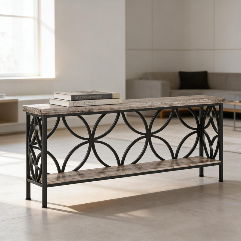Table basse, console à 2 niveaux, canapé moderne