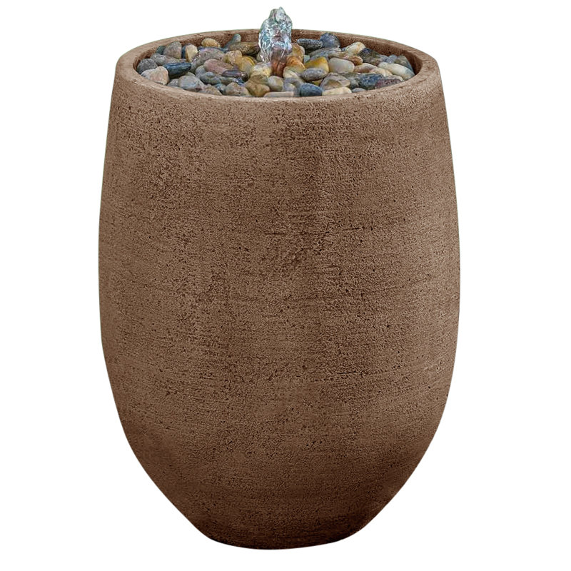 Yayla Hand Crafted Weather Resistant Column Fountain, 22'' H x 15.5'' W x 15.5'' D, Brownstone