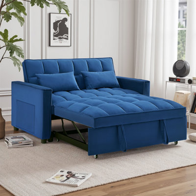 Montevia 3 in 1 Convertible Sleeper Sofa Bed, Velvet Futon Couches, Chaise Lounge for Living Room with Side Pocket by The Twillery Co.